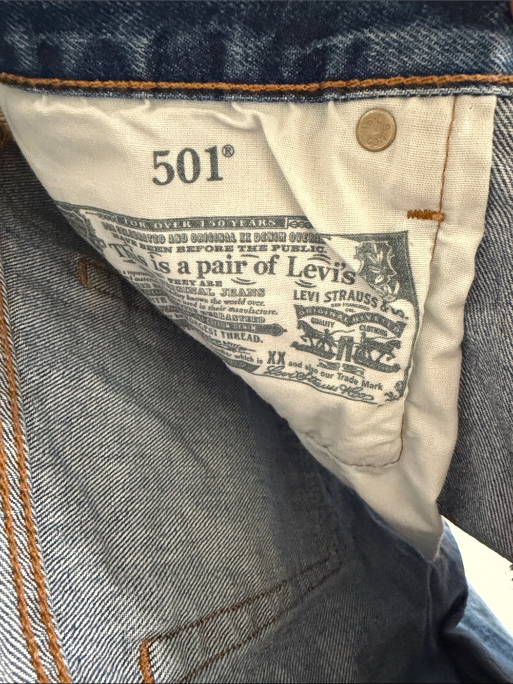 Levi's Distressed Blue Denim Cutoff Shorts - Picture 7 of 7